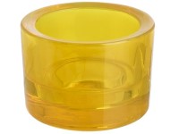 Svícen sklo 57x83mm žlutý na mal./velkou čajovou svíčku