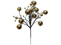 Dekorativní větvička s kuličkami zlatá