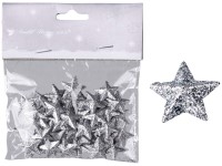 Hvězdičky s glitry 50ks 20 mm stříbrné