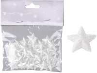 Hvězdičky s glitry 50ks 20 mm bílé