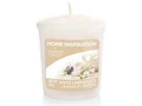 HOME INSPIRATION WHITE LINEN  & LACE VOTIVNÍ SVÍČKA