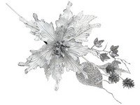 Květ bílo-stříbrný se šiškami, 50cm