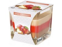 Sklo hranol 80x80 mm  ~32h Apple - Cinnamon fruits trojfarebná vonná sviečka