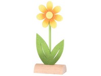 Dřevěná dekorace, filc 80x45x200 mm květina, žlutá