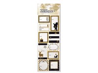 Menovky vianočné samolepiace s glitrom 105x305mm, čierno zlatá