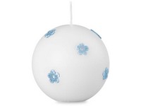 Koule s modrými květy 70mm mat bílá svíčka