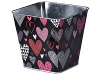Kvetináč plechový Srdiečka hranatý mix farieb 125 x 125 x 120 mm