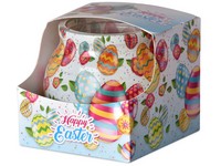 Sklo Dekor 80x72 mm Happy Easter eggs, vonná sviečka