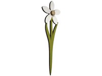 Dekorace dřevo 80X245mm jarní květina, bílá, zelená