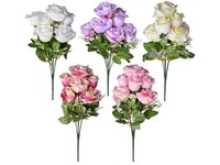 Umelé kvetiny, plast 400mm ruže puget 7 ks, mix farieb