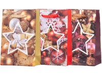 Taška darčeková 100x150 mm ozdoby vianočné dekorácie mix, zlatá, červená, fialová