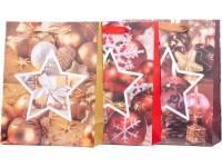 Taška darčeková 180x230 mm ozdoby vianočné dekorácie mix, zlatá, červená, fialová
