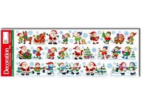 Okenní fólie 210x595mm, Santa, sněhuláci, skřítci, barevná