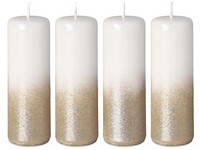 Henger advent 4db 40x120 mm Csillogó arany, krémszínű gyertya