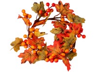 Věnec 300x300mm podzimní z javorových listů a bobulí na zavěšení