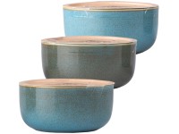 Svíčka 130x65mm tříknotá v keramice, vonná s bambuckým máslem Ocean Tide, mix barev