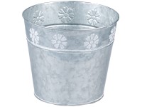 Květináč  plechový 180x155mm klasik bordura kvítek, šedá, bílá