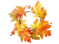 Věnec 300x300mm podzimní z javorových listů a bobulí na zavěšení, barevná