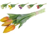Umělé květiny, plast 270mm tulipán svazek 5 ks, mix barev