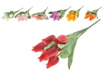 Umelé kvety, plast 370mm tulipán zväzok 7 ks, mix farieb