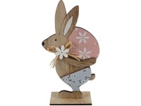 Dekorációs fa 115x225mm nyúl állványon, natúr, színes
