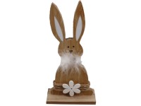 Dekorációs fa 100x205mm nyúl állványon, natúr