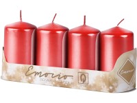 Emocio adventní válec 4ks 50x90 Metal červené svíčky