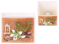 Lampión na čajovú sviečku Vianočný Vanilka krémová 12x12x9,5 cm