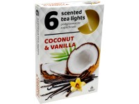 Čajové 6ks Coconut-Vanilla vonné svíčky