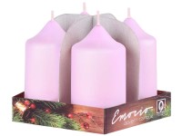 Emocio valcová sviečka adventná 4 ks ružová 4x8 cm