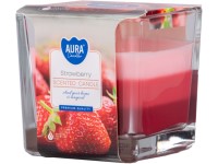 Sklo hranol 80x80 mm  ~32h Strawberry trojfarebná  vonná sviečka