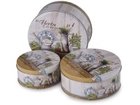 Plechová okrúhla dóza Herbs, set 3 ks, 200x90/185x80/140x65mm