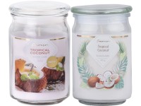 Emocio Sklo 93x142 mm se skleněným víčkem Tropical Coconut vonná svíčka