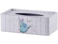 Dóza na vreckovky plechová farebná design kanva s kvetinami 215x122x72mm
