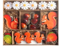 Dekorácia drevo, filc 21ks box rôzne, mix farieb