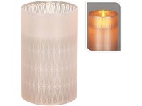 LED sviečka v skle 75x125mm s reálnym plameňom geometrický tvar, biela