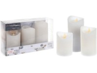 LED gyertya 3 db-os szett 75X100/75X125/75X150 valódi lánggal és időzítővel, fehér