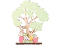 Dekorace dřevo 190x225mm strom se zajíčky a vajíčky, přírodní, barevná