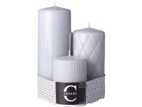 Sviečka sada 3ks 70x100/150/200mm lak, šedá