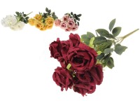 Umělé květiny, plast 440mm růže puget 7 ks, mix barev