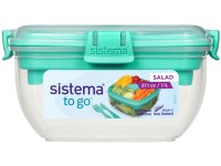 Sistema® TO GO™ Krabička s miskou na salát s oddělenými komorami, s příborem 1,1 l, mátová