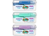 Sistema® TO GO™ Tříkomorová krabička s nádobou na jogurt a 2 tácky 1,25 l, mátová