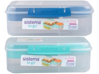 Sistema® TO GO™ Ételtároló doboz három rekeszes joghurt tartóval és 2 tálcával 1,65 l, vegyes színek