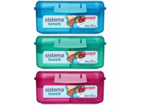 Sistema Dělený svačinový box Lunch Bento Cube s nádobou na jogurt a 2 tácky 1,25 l, mix barev