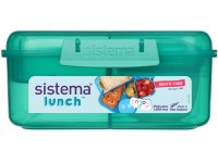 Sistema® Lunch™ Tříkomorová krabička s nádobou na jogurt a 2 tácky 1,25 litru, mátová