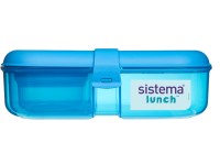 Sistema® Lunch™ Trojkomorová krabička na obed s nádobou na jogurt 1,1 l, modrá