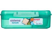 Sistema® Lunch™ Tříkomorová krabička s nádobou na jogurt a 2 tácky 1,65 l, mátová