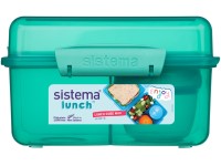 Sistema® Lunch™ Tříkomorová krabička s nádobou na jogurt s dvojitým víčkem 2 l, mátová