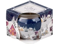 Emocio Sklo Dekor 70x62 mm Winter Village (Snowflakes), vonná sviečka
