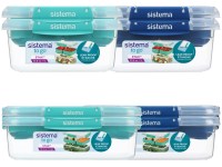 Sistema TO GO STAX Szett 4 ételtároló doboz 2x 2,2 l, 2x 1 l, zöld, kék